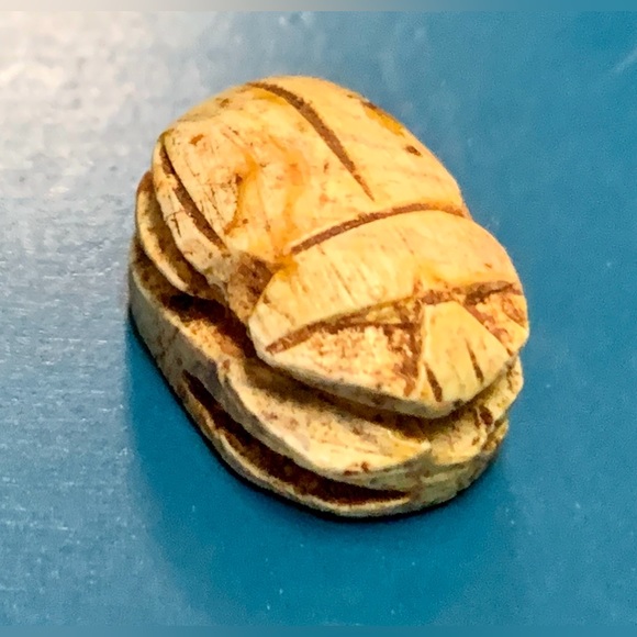 Vintage Hand Carved Egyptian Scarab Beetle Jewelry Bead - Picture 10 of 15